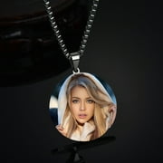 Personalized Fashion Engraved Color Photo Circular Necklace