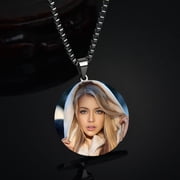 Personalized Fashion Engraved Color Photo Circular Necklace