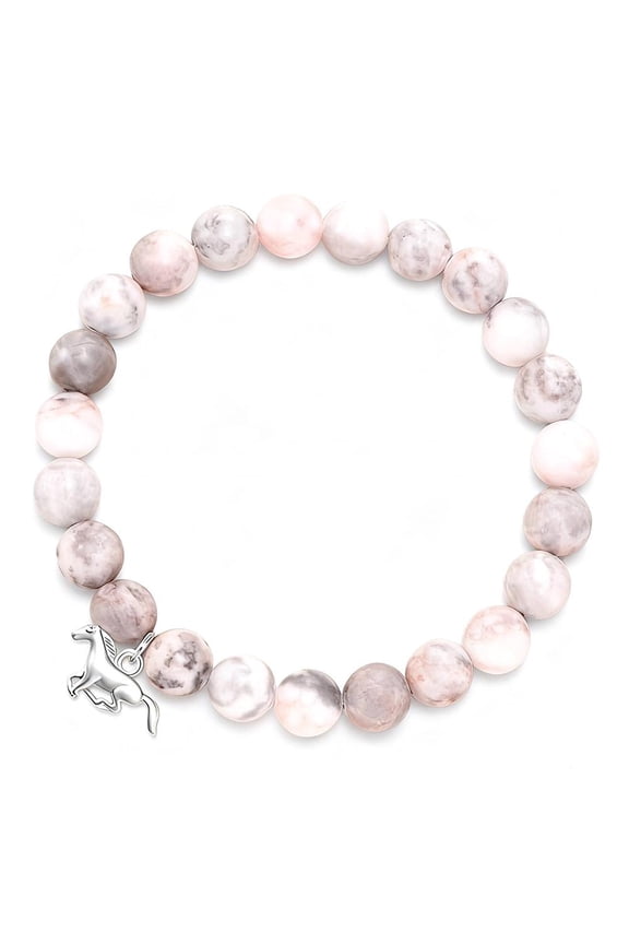 Personalized Fashion Pink Zebra Stone Bracelet,Woman Friendship Gifts For Women, Handmade Bead Birthday Gift with Card