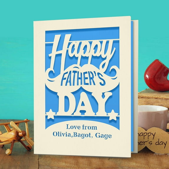 Personalized Father's Day Card, Happy Father's Day Greeting Card, Gift for Dad Grandpa Husband from Daughter Son Kids Wife