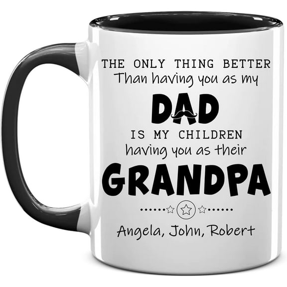 Personalized Father's Day Gifts For Dad Grandpa, Custom Birthday Gift For Dad Grandpa, Personalized Mugs With Names For Dad From Kid Daughter Son, Custom Father's Day Gift From Daughter Son
