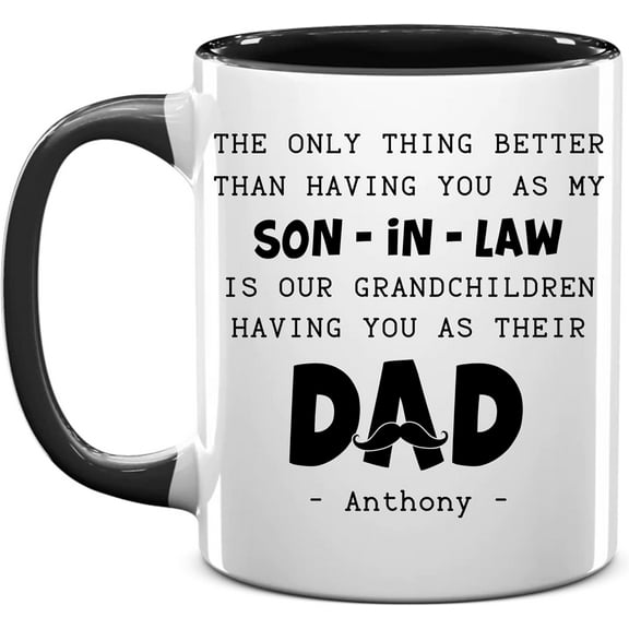 Personalized Father's Day Gifts For Dad From Son In Law, Personalized Mugs With Names For Dad, Custom Father's Day Coffee Mug 11oz, Dad Birthday Gift From Son In Law, Dad Mug From Son