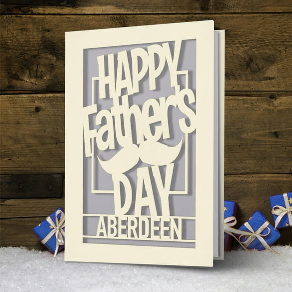 Personalized Father's Day Greeting Card, Papercut Beard Happy Father's Day Card, Gift for Dad Stepdad Grandpa Uncle