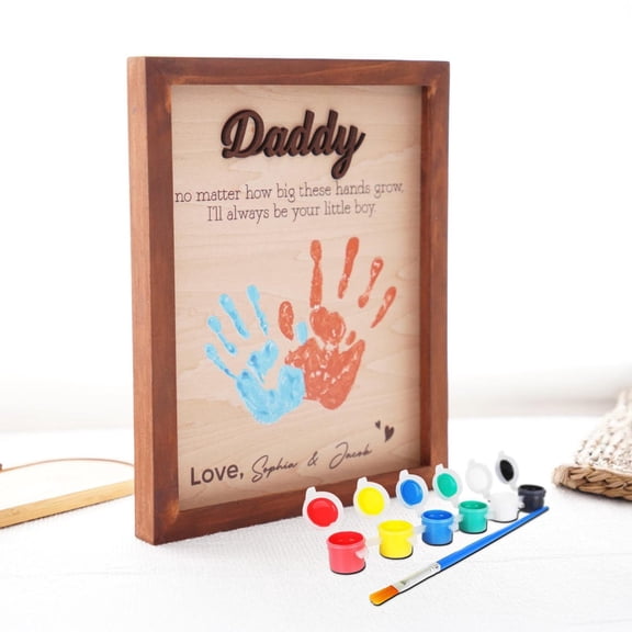 Personalized Father's Day Handprint Frame 2024, Best Dad Ever Gift, Custom Dad Sign, Handprint Keepsake, Grandpa Gift, Dad's Hands Print Sign