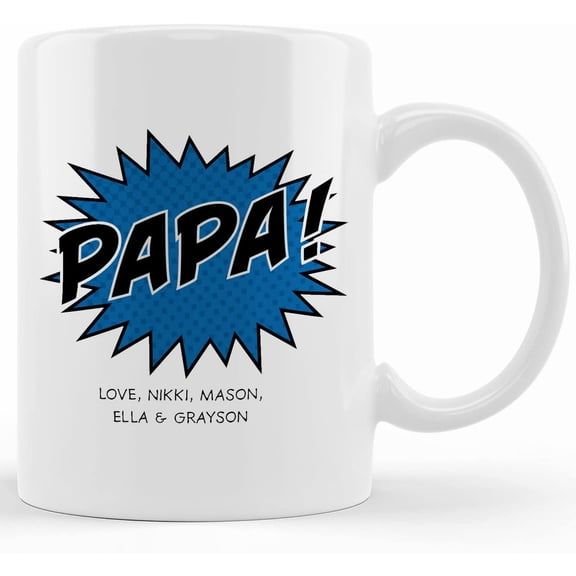 Personalized Father's Day Mug, Best Dad Ever, Superhero Papa, Grandpa, Dad Birthday Gift For Dad Personalized With Names Coffee Mug, Fathers Day Mug, Gifts For Dad, Unique Father's Day Gifts From Son