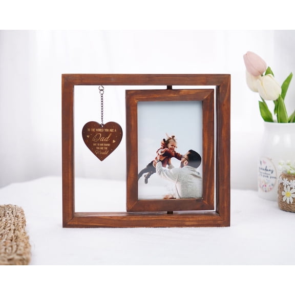 Personalized Father’s Day Photo Frame, Rotating Frame, Best Dad Ever Gift, Custom Dad Picture Frame, Father’s Day Keepsake, Grandpa Gift