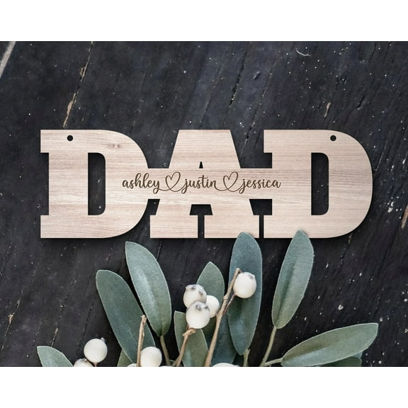 Personalized Father's Day Sign, Father's Day Gift, Gift for Dad, Custom Dad Wood Cutout, Gift from Kids, Engraved Dad Wood Plaque