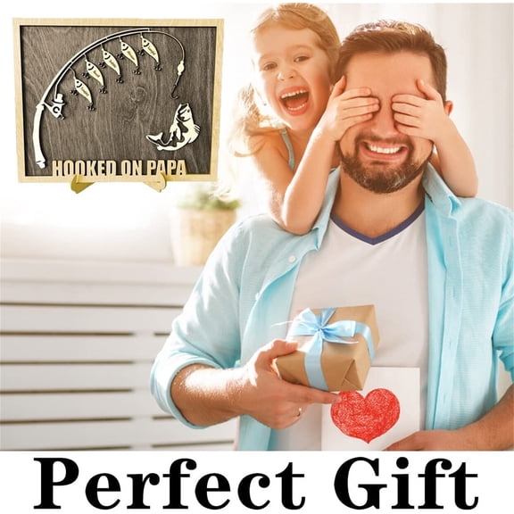 Personalized Fathers Day Wood Sign Gift - Custom Engraved Decor Plaque, 2 Styles, Clear Durable Print, Table Shelf Cabinet Display, Set of 1 Pair