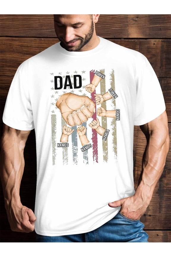 Personalized Fathers Day Gift for Dad, Fist Bump Dad T-Shirt 100% Cotton Men's T-Shirts - Custom Family Tee Shirt, Father's Day or Birthday Gift for Dad from Son Daughter Wife, Daddy T