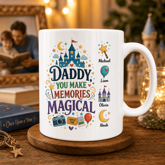 Personalized Fathers Day Mug Custom Daddy You Make Memories Magical Gift for Dad