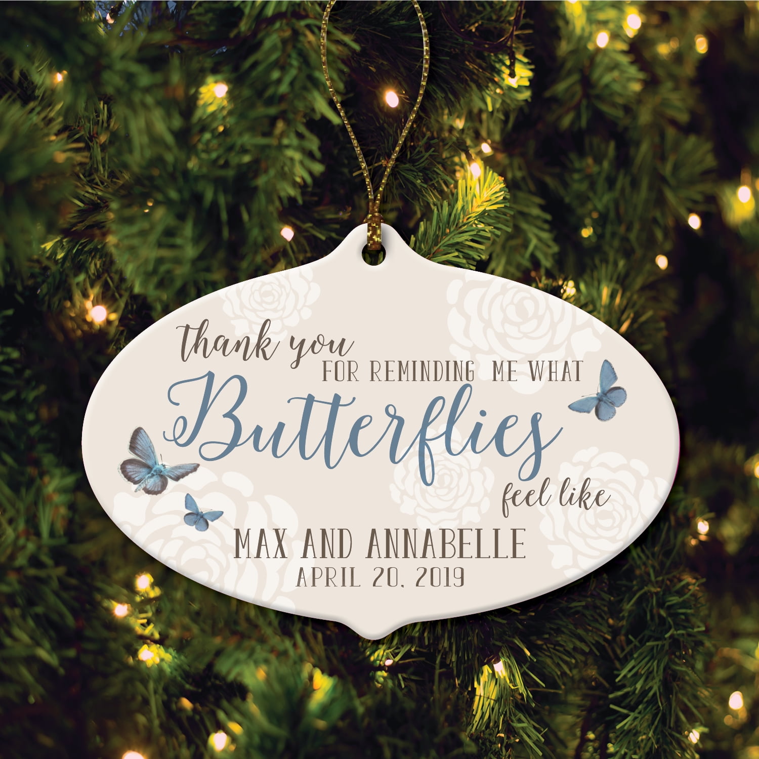 Personalized Feeling Butterflies Christmas Tree Ornament