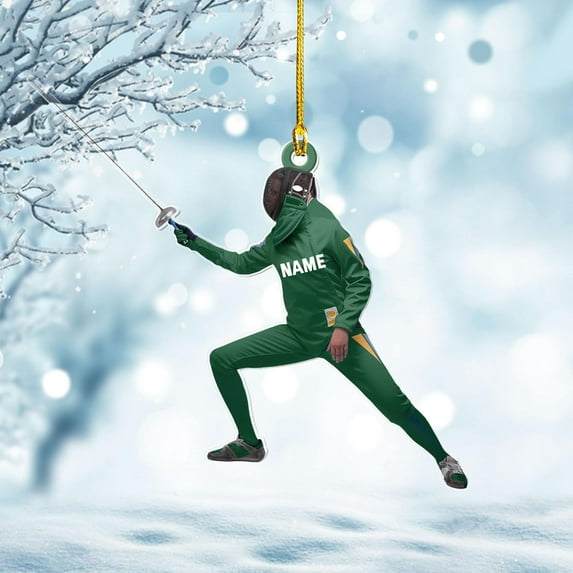 Personalized Fencing Ornament Fencing Christmas Ornament Fencing Gift, Fencing Christmas Tree Decor Fencer Ornament Gift for Christmas 2023 Fencer Fencing Ornament (Fencing 2) - 3406 (Green)