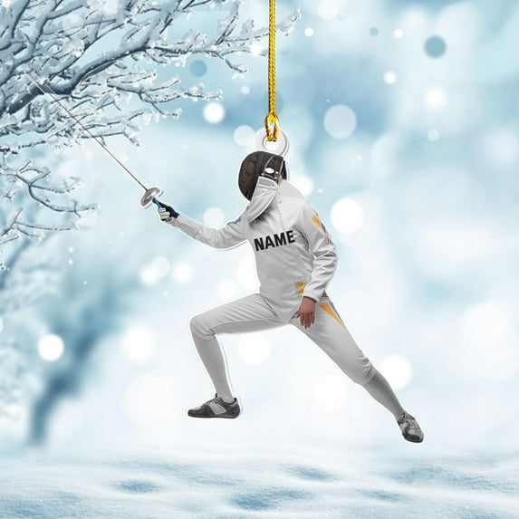 Personalized Fencing Ornament Fencing Christmas Ornament Fencing Gift, Fencing Christmas Tree Decor Fencer Ornament Gift for Christmas 2023 Fencer Fencing Ornament (Fencing 2) - 3406 (White)