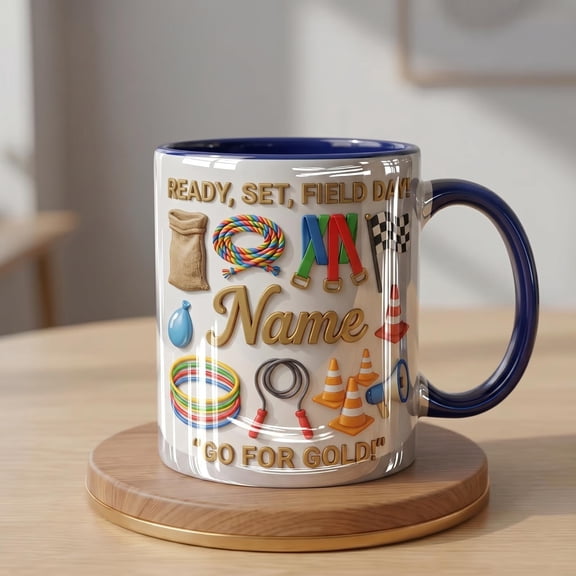 Personalized Field Day Mug, Custom School Sports Keepsake, Faux 3D Effect