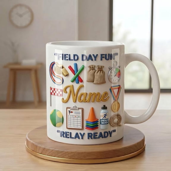 Personalized Field Day Mug, Faux 3D Effect School Event Drinkware