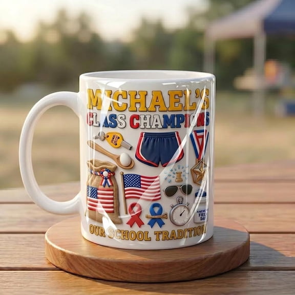 Personalized Field Day Mug, Faux 3D Effect Student Memory Cup