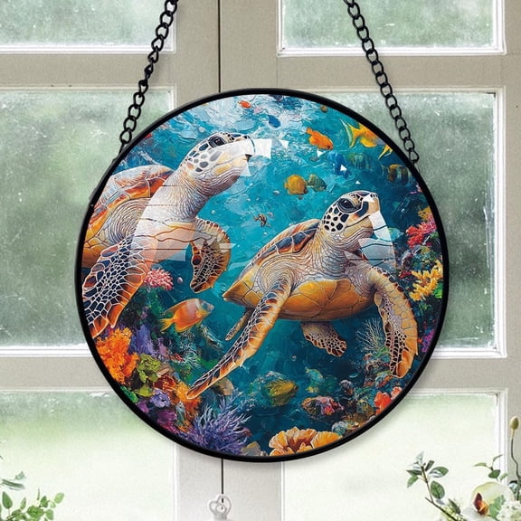 Personalized Fierce Turtle Suncatcher Stained Glass, Fierce Turtle Originally Designed , Fierce Turtle Suncatchers for Indoor Window, Beautiful Gifts lFHqJR