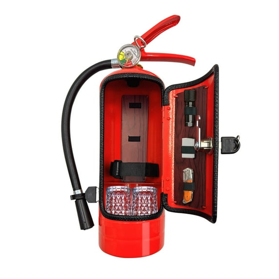 Personalized Fire Extinguisher Style Mini Bar Cabinet with Hidden Storage, Dual-Function Wine Storage for Home Entertaining, Unique Gift for Whiskey and Beverage Lovers