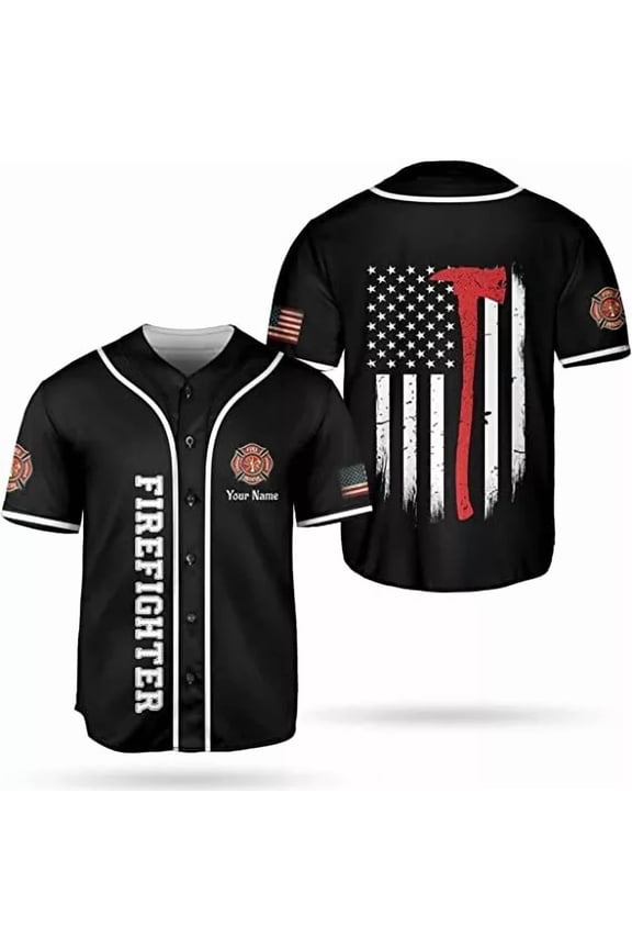 Personalized Firefighter Baseball Jersey, Thin Red Line Fire Man Gift, Firefight - Hot Sal
