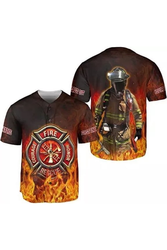 Personalized Firefighter Baseball Jersey, Thin Red Line Fire Man Gift - Hot Sale 2026