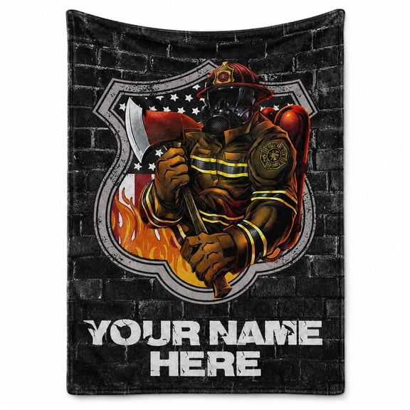 Personalized Firefighter Fleece Blanket, Custom Name 3D Print Polyester Fleece Throw, 280gsm, 30x40 to 60x80 In