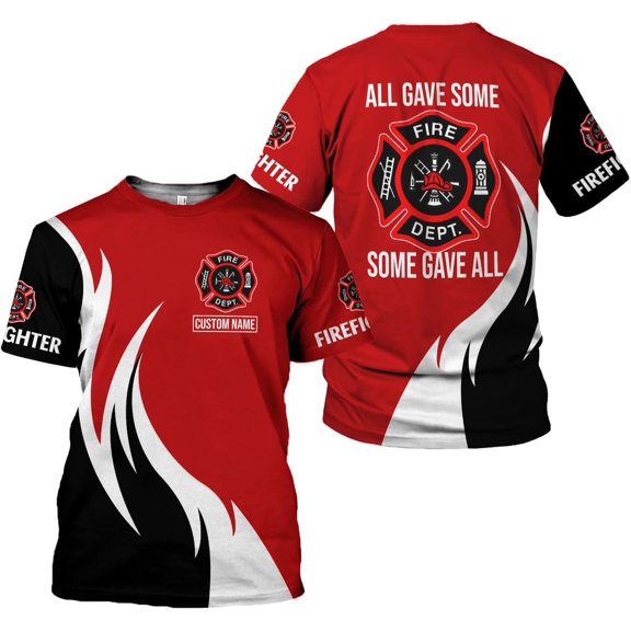 Personalized Firefighter Shirt Custom Name Fire Man Firefighter Gift Tshirt 3D Shirts Unisex Tshirts 3D for Men Women (2XL)