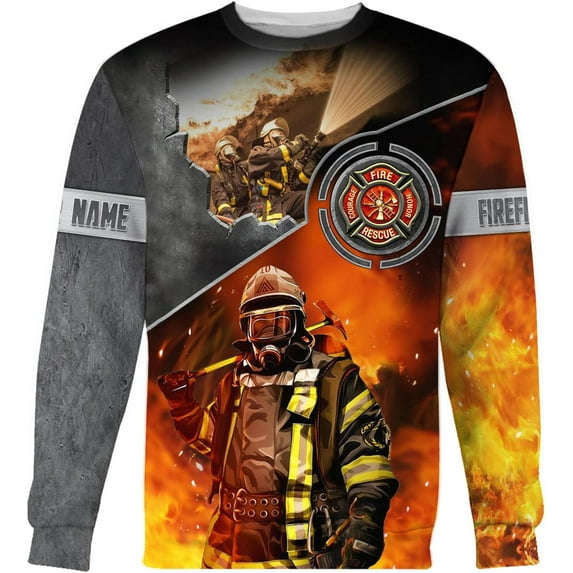 Personalized Firefighter Shirt, Fire Department Shirt, Fireman Shirt, Firefighter Shirts, Fire Rescue Tshirt (Sweatshirt, M)