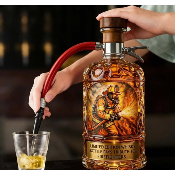 Personalized Firefighter Tribute Limited Edition Whiskey Bottle,Fire Extinguisher Decanter Tight Stopper Keeps Beverages Fresh A Gift For Beer Lovers And Collectors