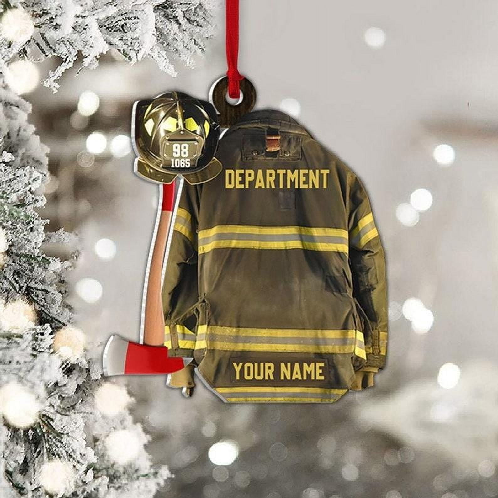 Personalized Firefighter Uniform Christmas Ornament, Custom Gift For