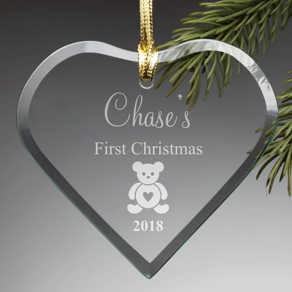 Personalized First Christmas Glass Ornament