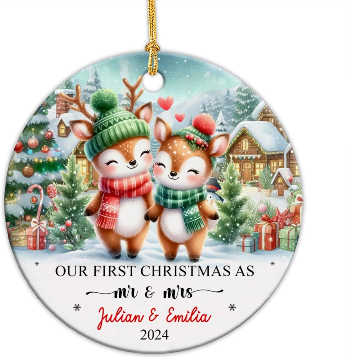 Personalized Our First Christmas As Mr & Mrs Ornament Deer Couple ...