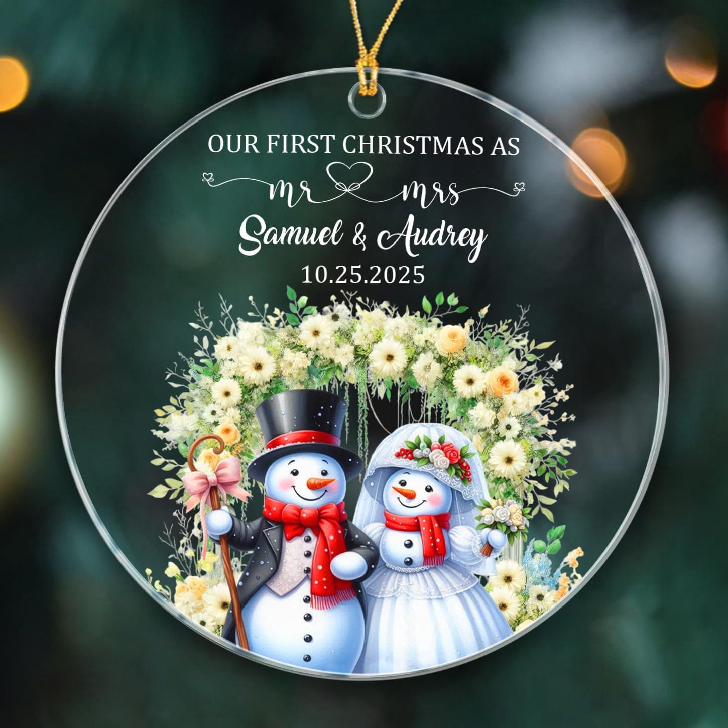 Personalized Our First Christmas As Mr & Mrs Ornaments, Snowman ...