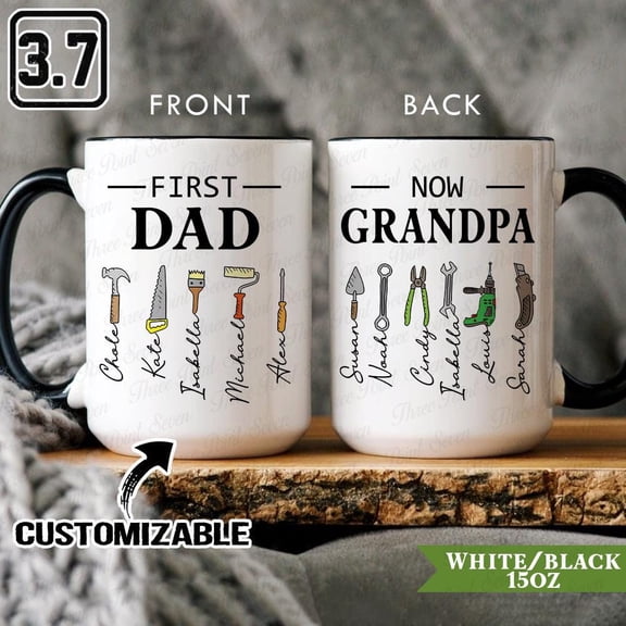 Personalized First Dad Now Grandpa Mug, Papa Garage Mug, New Grandpa Gift, Father's Day Gift TN1597