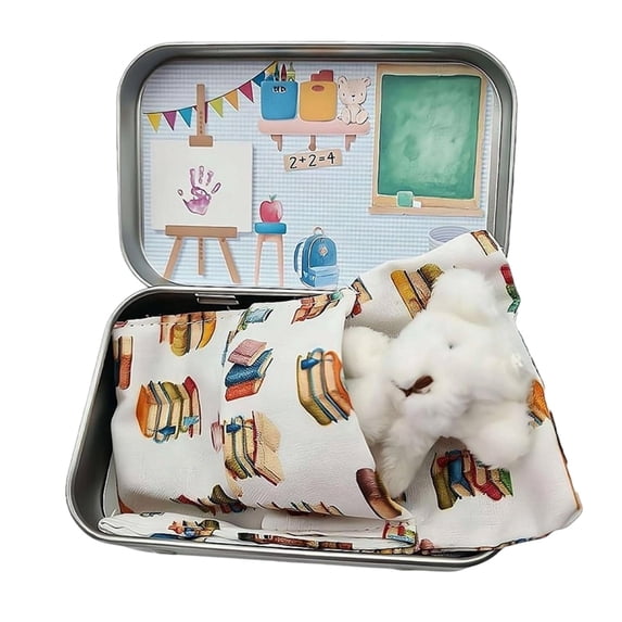 Personalized First Day of School Gift Set with Plush Bear in Tin Box - Keepsake and Comfort Toy for Kids