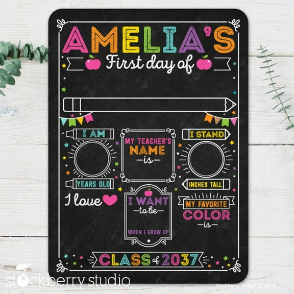 Personalized First & Last Day of School Dry Erase Sign  Reusable Back to School Chalkboard for Kindergarten