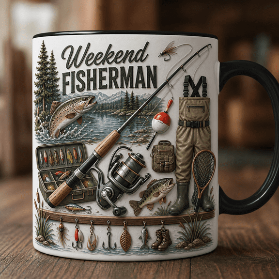 Personalized Fishing Ceramic Mugs Gift for Fisherman Bass Angler