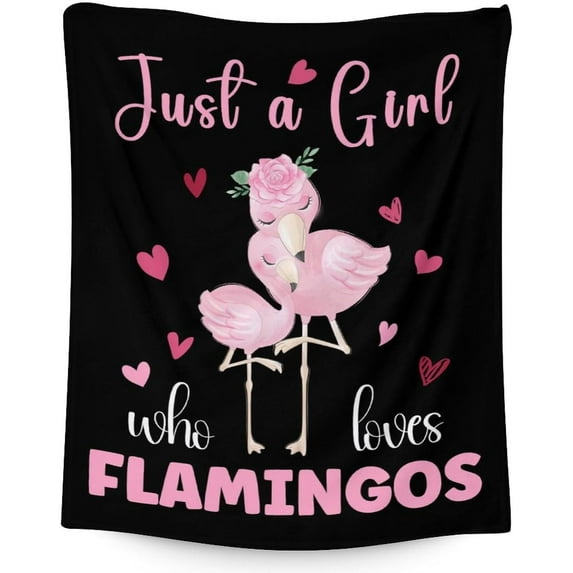 Personalized Flamingo Blanket Gifts with Name - 40x50 Inches Cute Throw Blanket for Women & Girls - Black Soft Fuzzy Blankets for Bed, Couch & Living Room