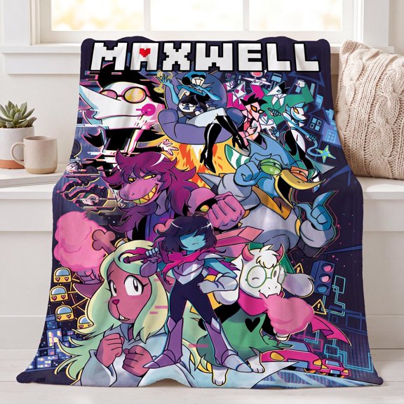 Personalized Flannel Blanket Custom Name RPG Gamer Video Game Bedding Room Decor Dark World Character Art Cozy Nerd Gift