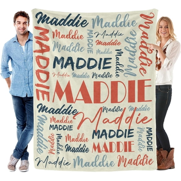 Personalized Flannel Custom Blanket, 40"x50", Multicolor, Letter Print, Adult