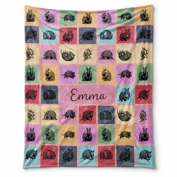 Personalized Fleece Blanket, Custom Name 3D Print Polyester 280 GSM Throw Blanket, Colorful Animal Patchwork Blanket, Old Rose Style, 30x40 to 60x80 In