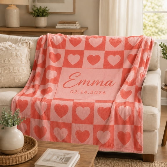 Personalized Fleece Blanket, Custom Name Text Date 3D Print Polyester Fleece Throw, 280gsm, Multiple Sizes