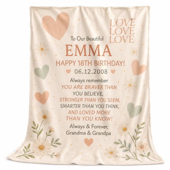 Personalized Fleece Blanket, Custom Text Name Date 3D Print Polyester Fleece 280gsm, Soft Throw Blanket, Multiple Sizes