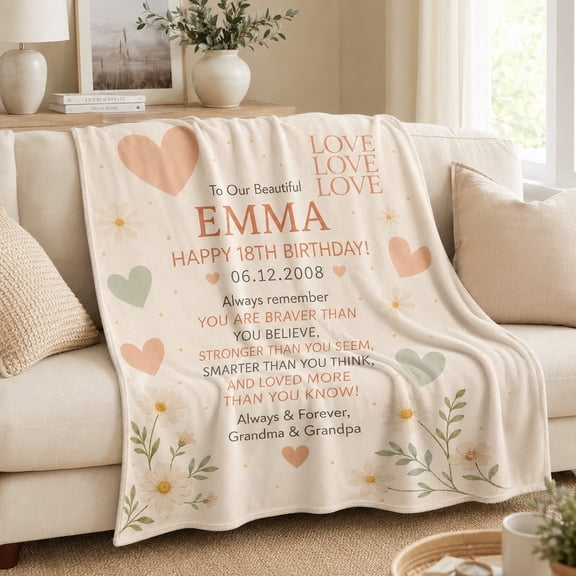 Personalized Fleece Blanket, Custom Text Name Date 3D Print Polyester Fleece 280gsm, Soft Throw Blanket, Multiple Sizes