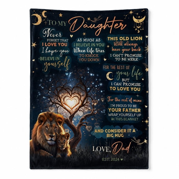 Personalized Daughter from Dad Fleece Throw Blanket, Custom Text, Soft 280 Gsm Polyester, Gift for Daughter