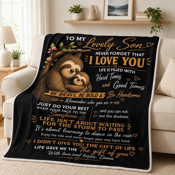 Personalized Fleece Blanket for Son, Custom Text Polyester Fleece Throw, 3D Print 280gsm, Gift Blanket, 30x40 to 60x80 in