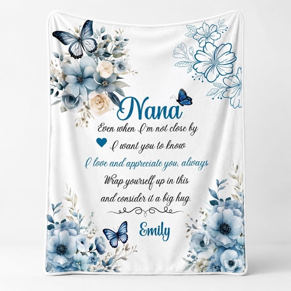 Personalized Floral Butterfly Fleece Throw Blanket, Custom Name, Soft 280 Gsm Polyester, Nature-Inspired Decor for Couch, Sofa & Bed