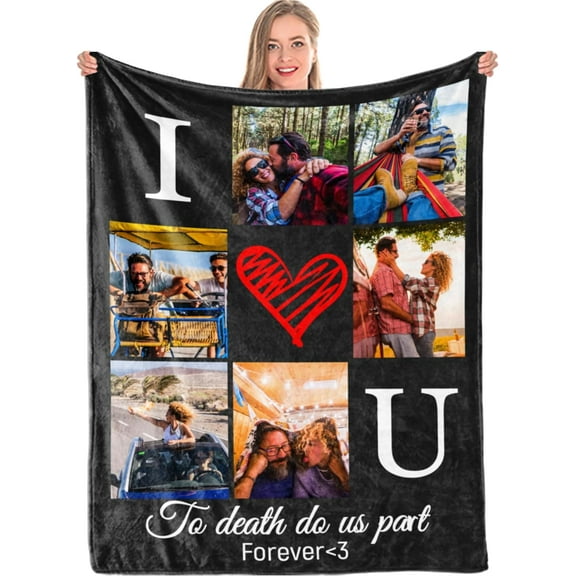 Personalized Fleece Throw Pictures Blanket for Family Custom Blankets with Photo Collages Custom Blanket with Picture Customized for Mother's Father's Day Christmas Birthday Gifts(5 Sizes) Blankets