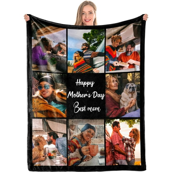 Personalized Fleece Throw Pictures Blanket for Family Custom Blankets with Photo Collages Custom Blanket with Picture Customized for Mother's Father's Day Christmas Birthday Gifts(5 Sizes) Blankets