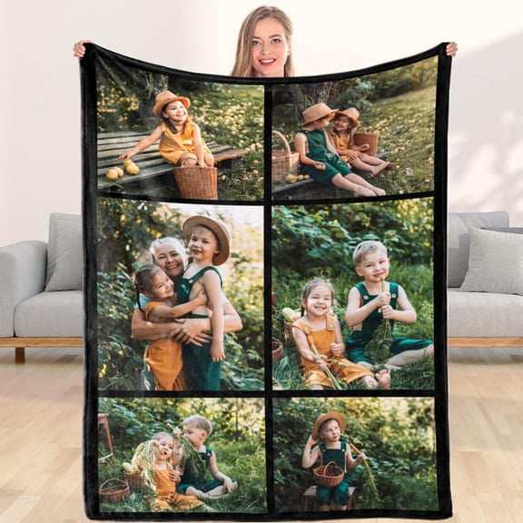 Personalized Fleece Throw Pictures Blanket for Family Custom Blankets with Photo Collages Custom Blanket with Picture Customized for Mother's Father's Day Christmas Birthday Gifts(5 Sizes) Blankets