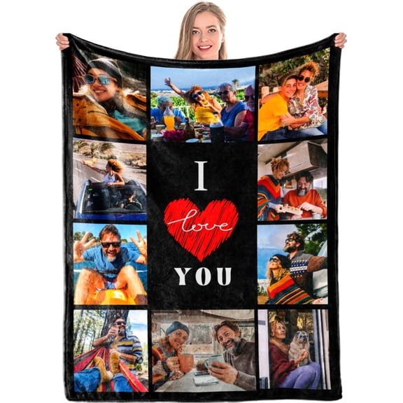 Personalized Fleece Throw Pictures Blanket for Family Custom Blankets with Photo Collages Custom Blanket with Picture Customized for Mother's Father's Day Christmas Birthday Gifts(5 Sizes) Blankets